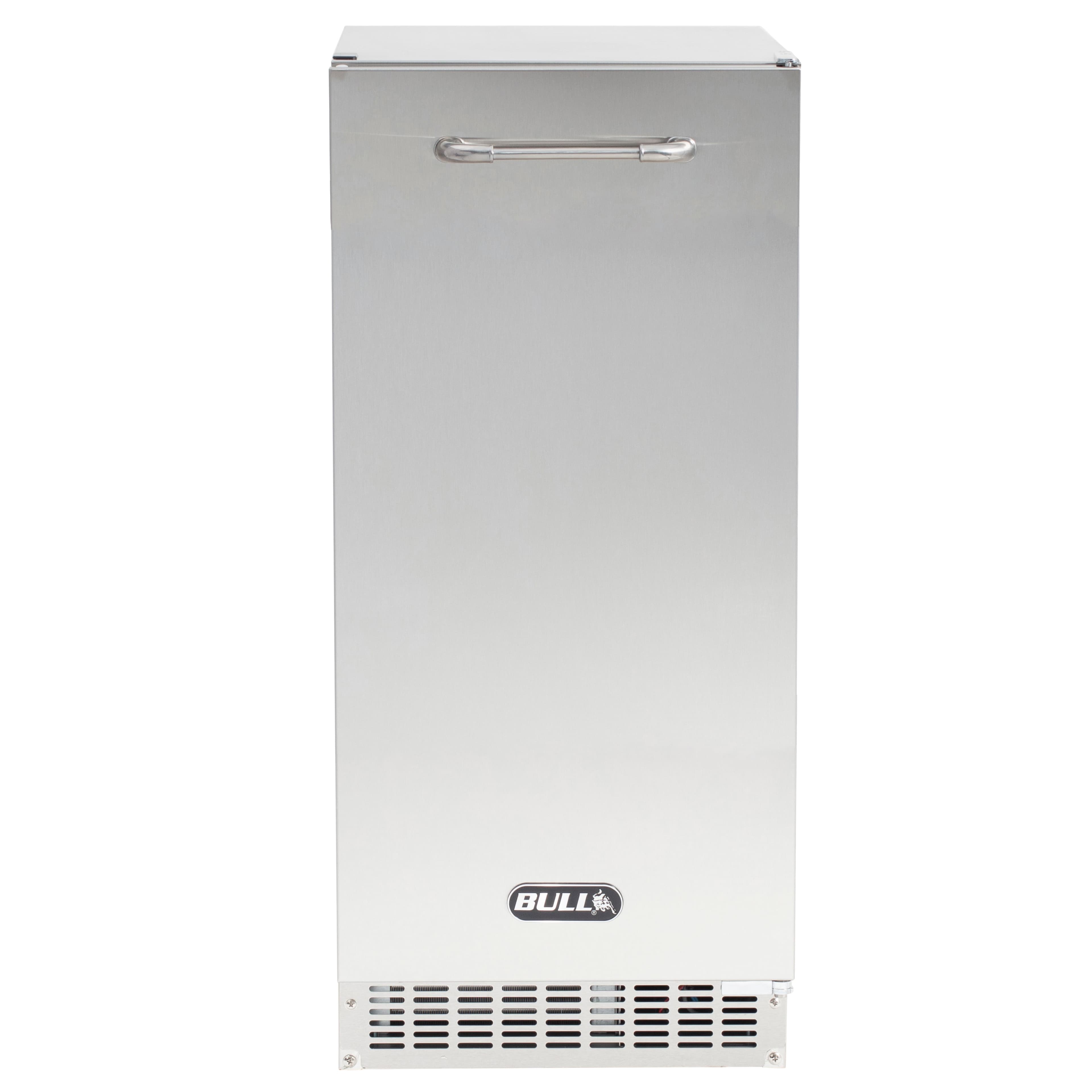 Bull BBQ 15-inch outdoor-rated built-in gourmet cube ice maker with gravity drain, stainless steel, 62 lb daily production