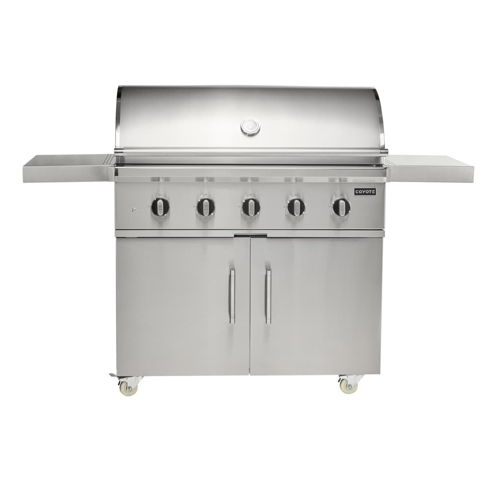 Coyote CL Series 5 Burner Freestanding Gas Grill W/ Lift Assist Hood & Safety Valve
