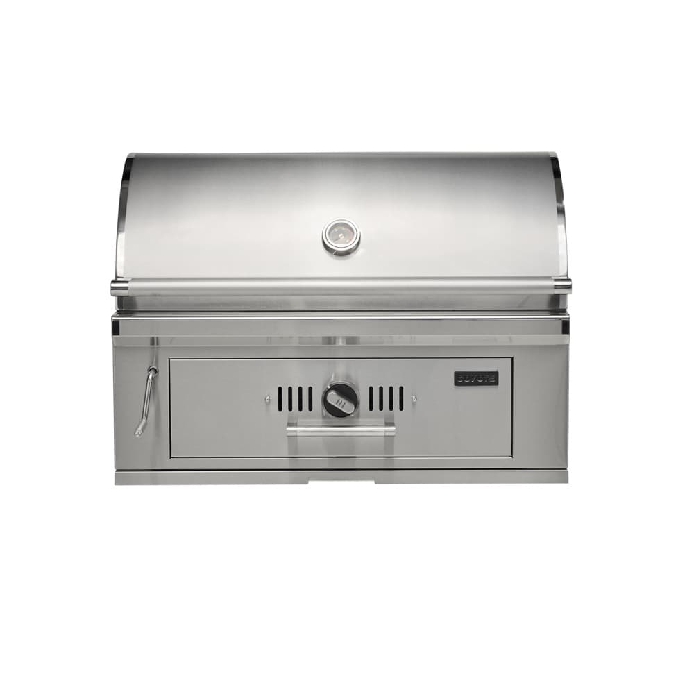 Coyote 36-Inch Built-In Stainless Steel Charcoal Grill with Adjustable Charcoal Tray