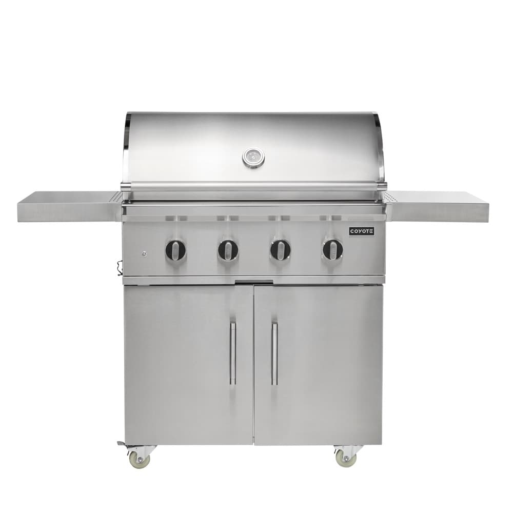 Coyote CL Series 4 Burner Freestanding Gas Grill W/ Lift Assist Hood & Safety Valve