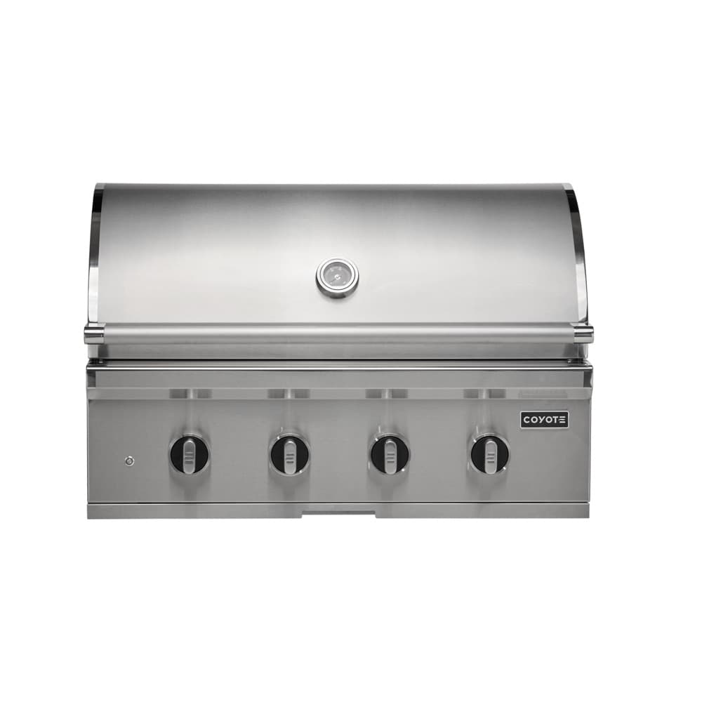 Coyote CL Series 4 Burner Built in Gas Grill W/ Lift Assist Hood & Safety Valve