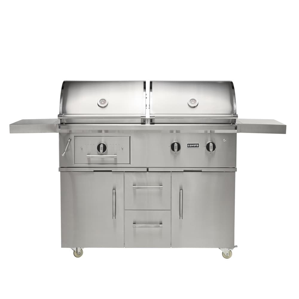 Coyote 2 Burner Freestanding Gas/Charcoal Dual Fuel Hybrid Grill