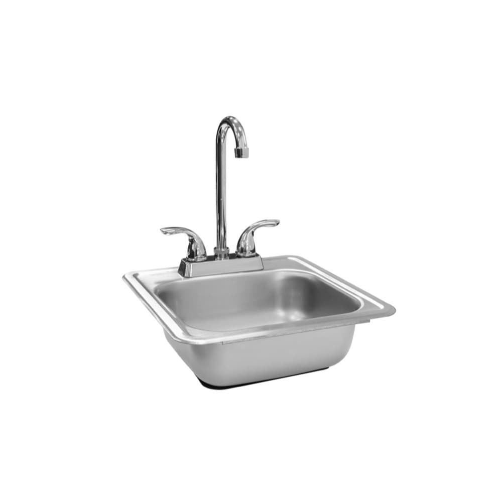 Summerset Grills 15-Inch x 15-Inch Outdoor Rated Stainless Steel Drop-In Sink with Hot and Cold Water Faucet — image 1
