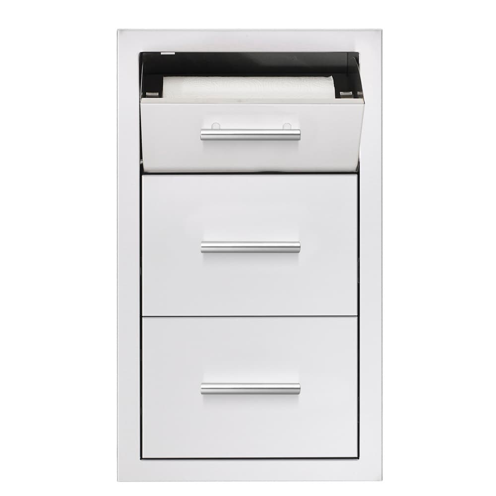 Summerset Grills 17-Inch Stainless Steel Masonry Mount Double Access Drawer with Paper Towel Dispenser — image 1