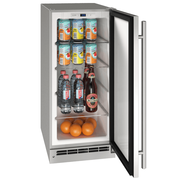 U-Line 15-Inch 3.1 Cu. Ft. Outdoor Rated Solid Door Compact Refrigerator - Stainless Steel — image 1