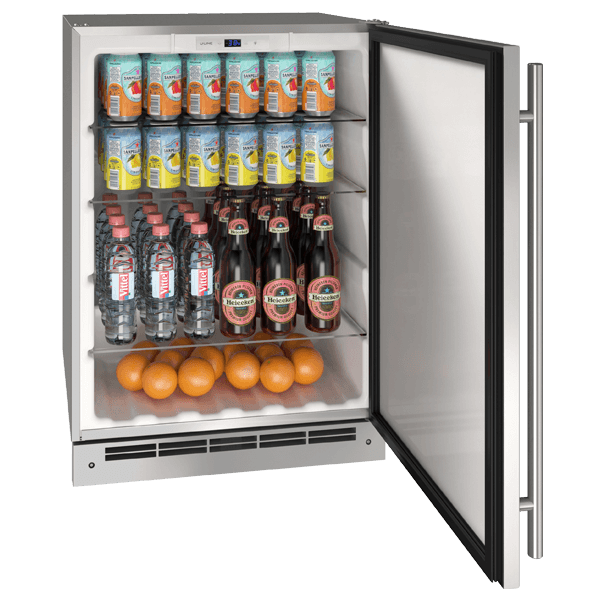 U-Line 24-Inch 5.4 Cu. Ft. Outdoor Rated Solid Door Compact Refrigerator - Stainless Steel — image 1