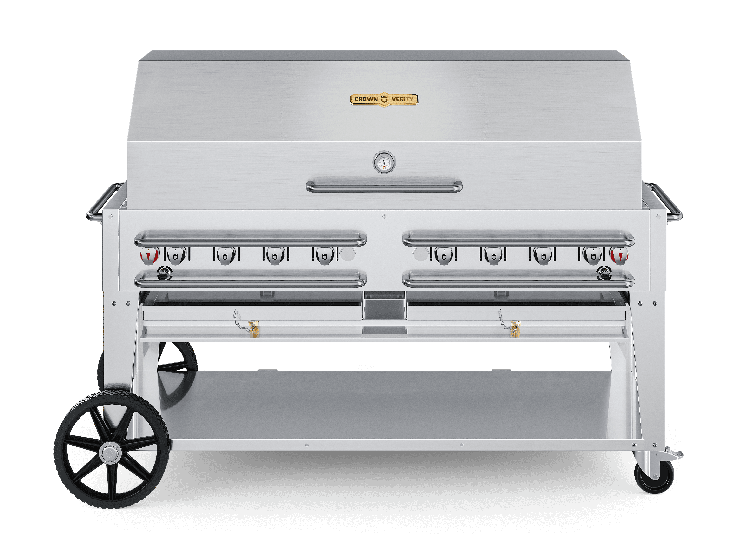 Crown Verity Professional Rental Series 60-Inch 8-Burner Stainless Steel Freestanding Propane Gas Grill with Single Dome Package & Windguard - 20 Lb Propane Tank — image 1