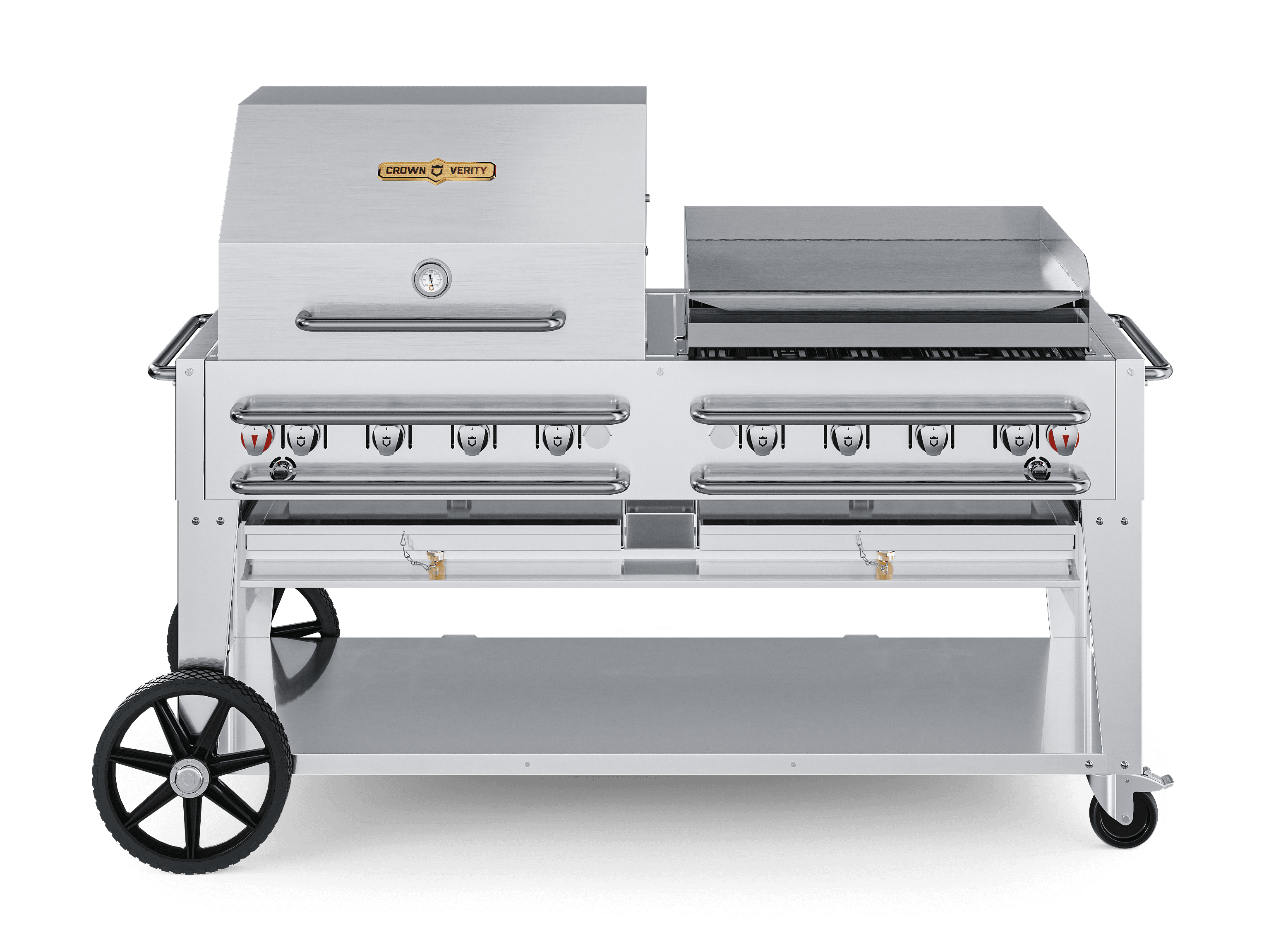 Crown Verity Professional Rental Series 60-Inch 8-Burner Stainless Steel Freestanding Propane Gas Grill with Single Dome Package & Griddle - Single Inlet (50 to 100 Lb Propane Tank) — image 1