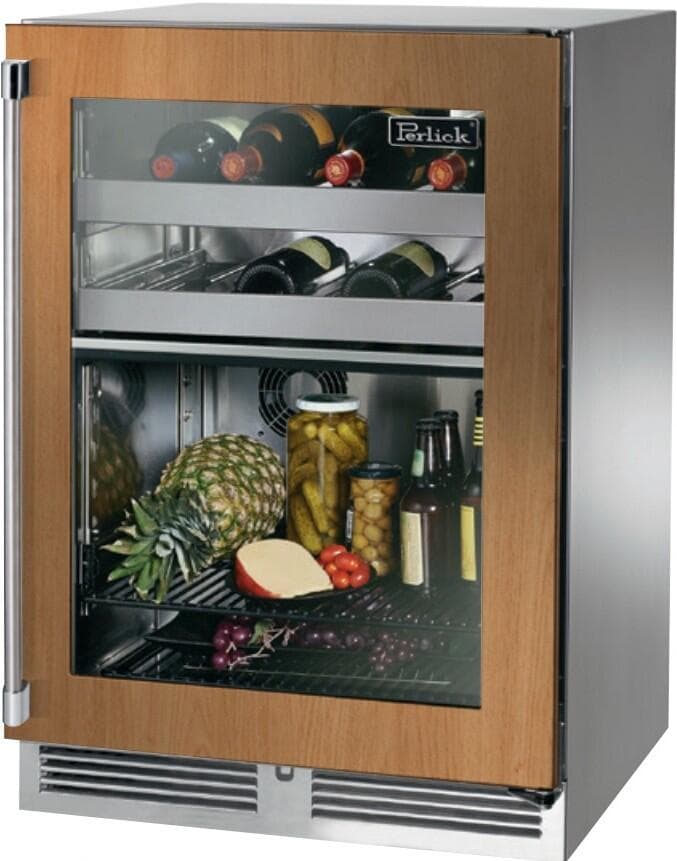 Perlick 24-Inch Signature Series Stainless Steel Panel Ready Glass Door Outdoor Dual-Zone Refrigerator/Wine Reserve w/ Door Lock - Right Hinged — image 1