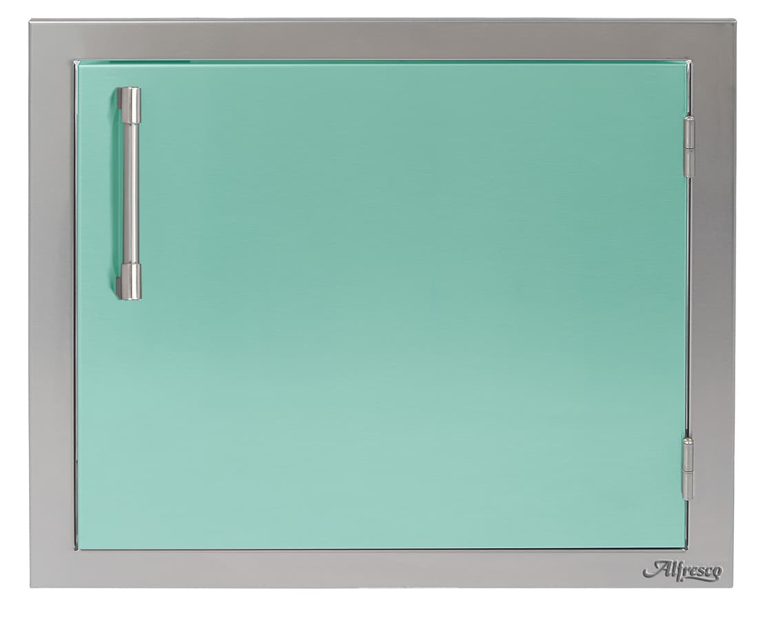 Alfresco Grills 17-Inch Stainless Steel Left-Hinged Single Door & Single Drawer Combo with Soft-Close Hardware - Light Green — image 1