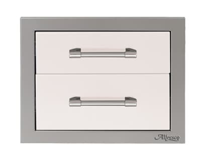Alfresco Grills 17-Inch Stainless Steel Left-Hinged Single Door & Single Drawer Combo with Soft-Close Hardware - Signal White Gloss — image 1