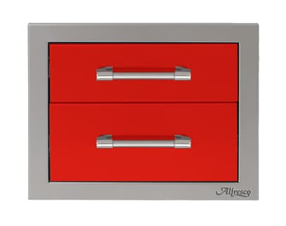 Alfresco Grills 17-Inch Stainless Steel Right-Hinged Single Door & Single Drawer Combo with Soft-Close Hardware - Carmine Red — image 1