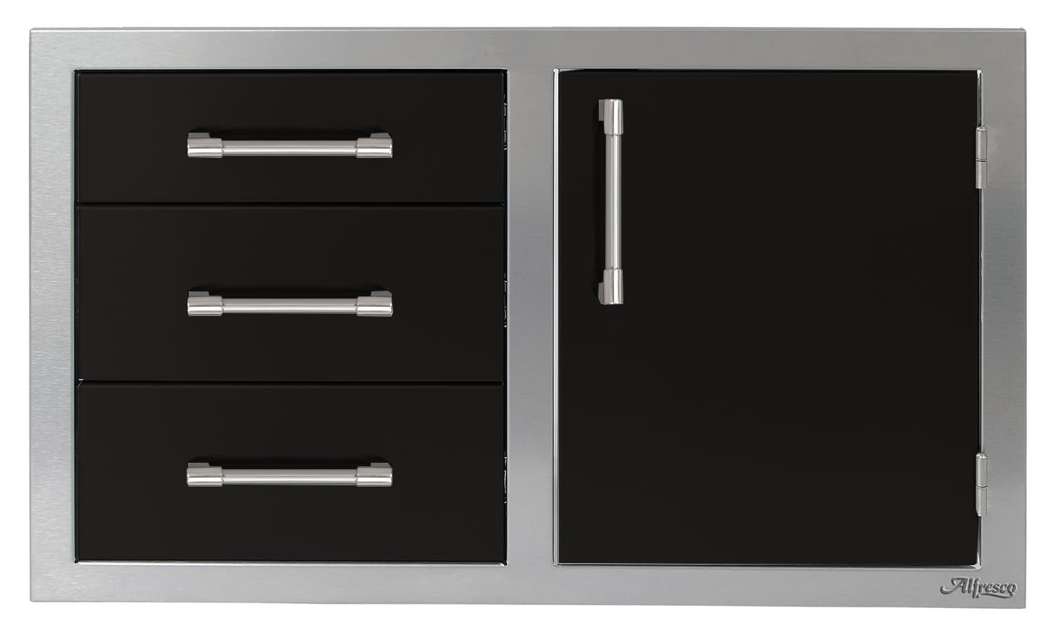 Alfresco Grills 32-Inch Stainless Steel Left-Hinged Access Door & Triple Drawer Combo with Soft-Close Hardware - Jet Black Gloss — image 1
