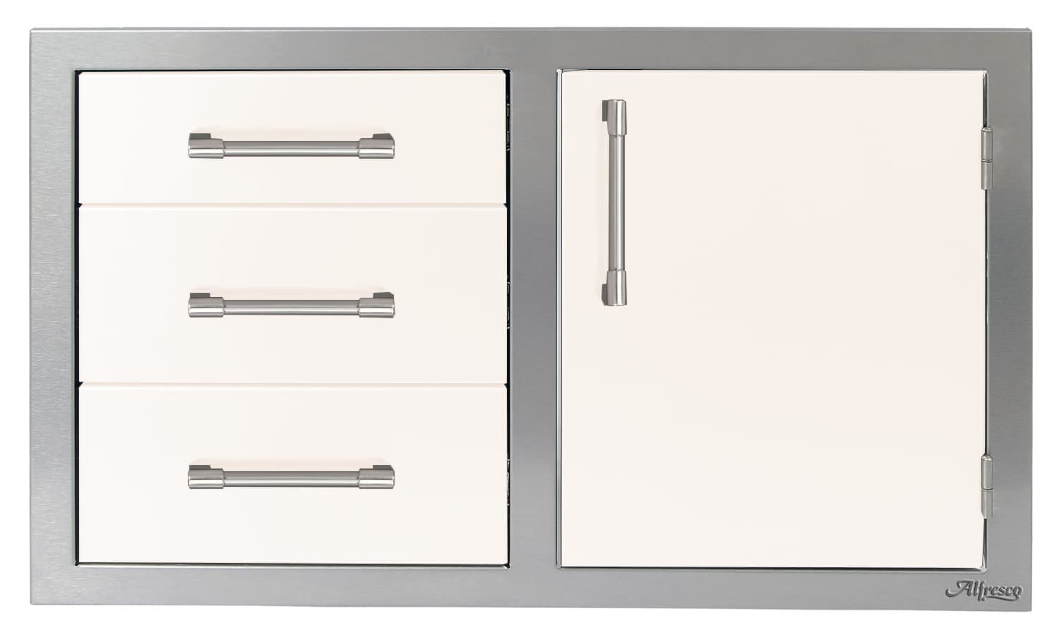 Alfresco Grills 32-Inch Stainless Steel Right-Hinged Access Door & Triple Drawer Combo with Soft-Close Hardware - Signal White Matte — image 1
