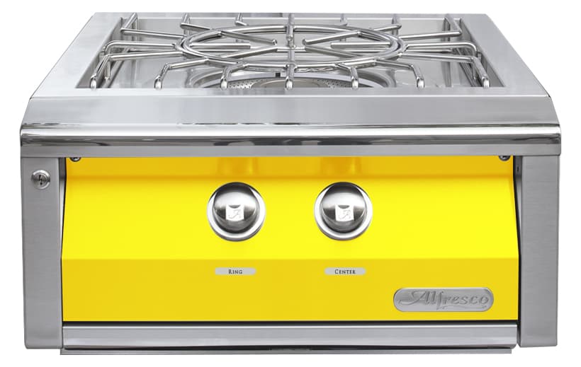 Alfresco Grills 40,000 BTU Built-In Natural Gas Double Side Burner with Stainless Steel Lid - Traffic Yellow — image 1