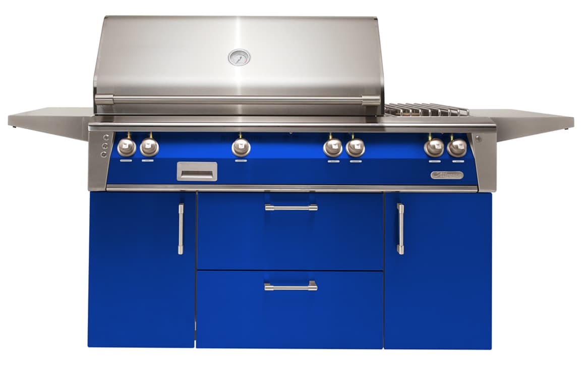 Alfresco Grills ALXE 56-Inch 3-Burner Built-In Natural Gas Grill with Rear Infrared Burner and Side Burner - Ultramarine Blue — image 1