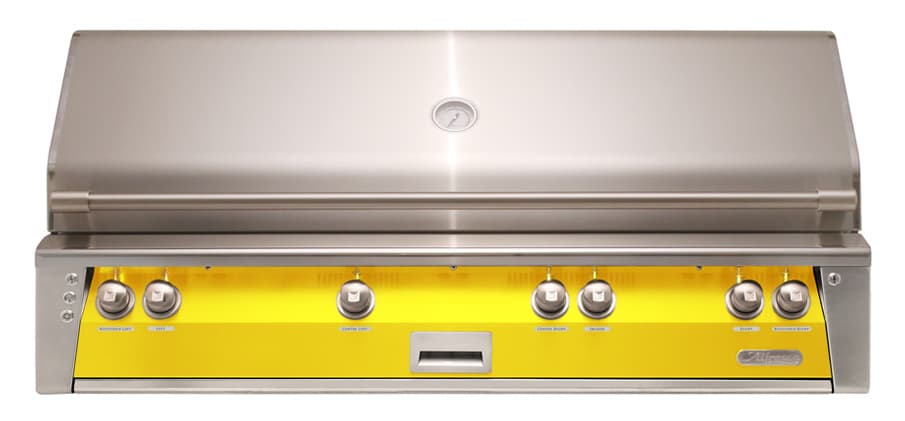 Alfresco Grills ALXE 56-Inch 3-Burner Built-In Natural Gas Grill with Sear Zone, Rear Infrared Burner and Side Burner - Traffic Yellow — image 1