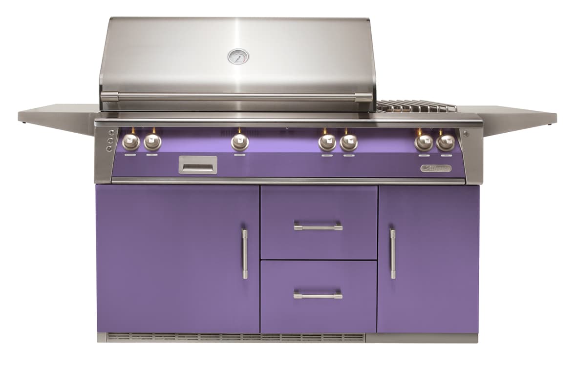Alfresco Grills ALXE 56-Inch 3-Burner Freestanding Natural Gas Grill with Sear Zone, Rear Infrared Burner and Side Burner - Blue Lilac — image 1