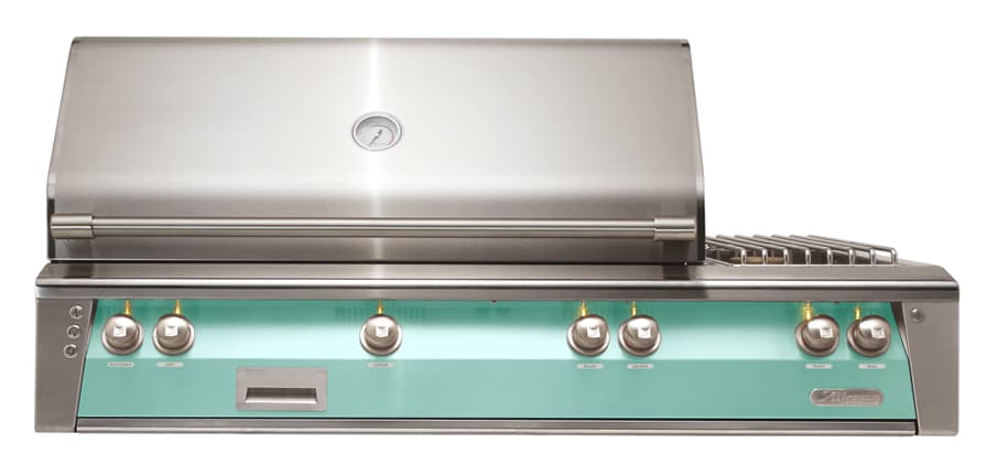Alfresco Grills ALXE 56-Inch 3-Burner Freestanding Propane Gas Grill with Rear Infrared Burner and Side Burner on Refrigerated Cart - Light Green — image 1