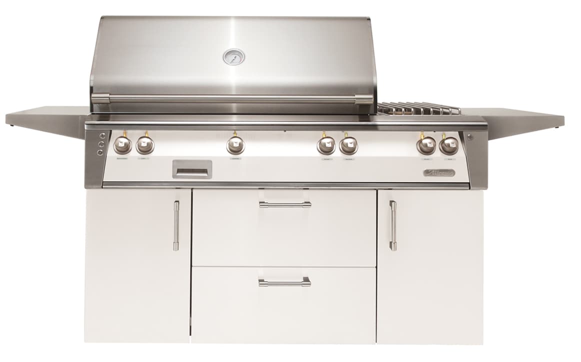 Alfresco Grills ALXE 56-Inch 4-Burner Freestanding Propane Gas Grill with Sear Zone and Rear Infrared Burner on Refrigerated Cart - Signal White Gloss — image 1