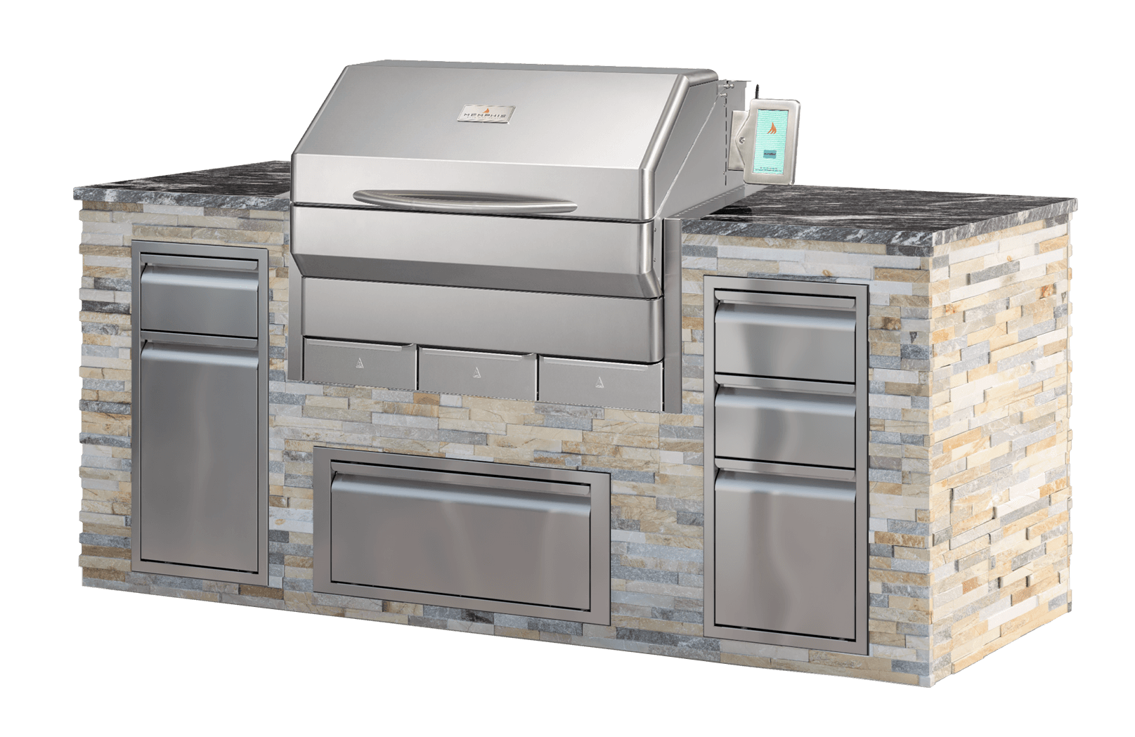 Memphis Wood Fire Grills outdoor kitchen install