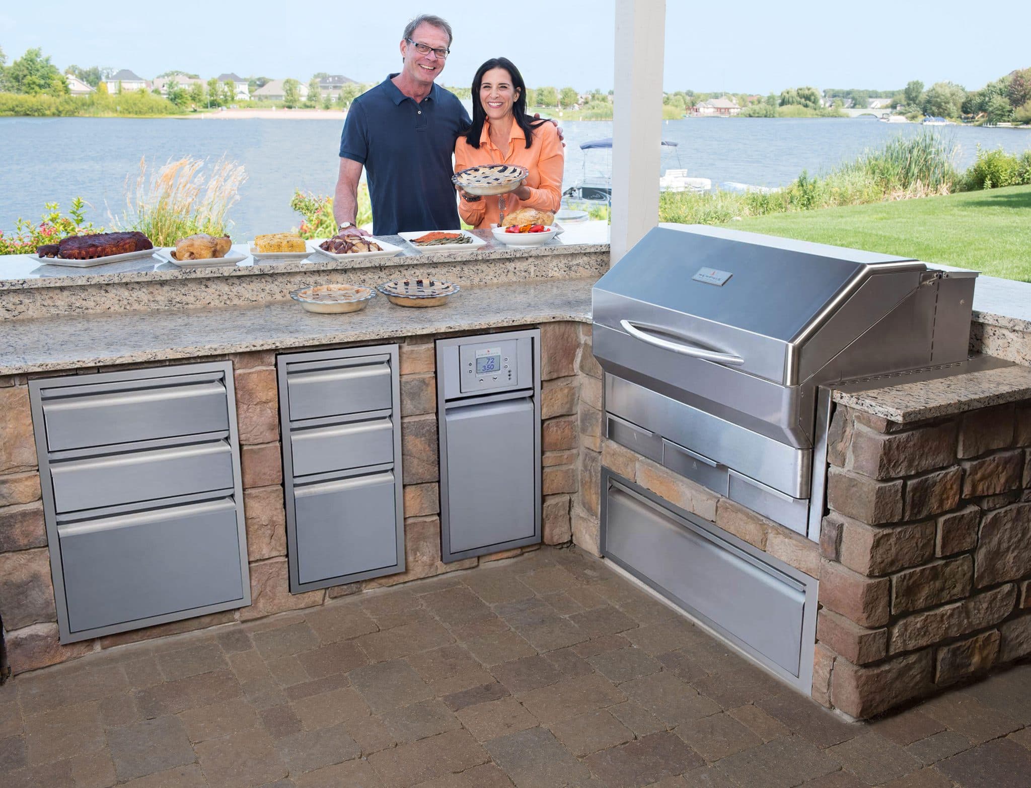 Memphis Wood Fire Grills outdoor kitchen install