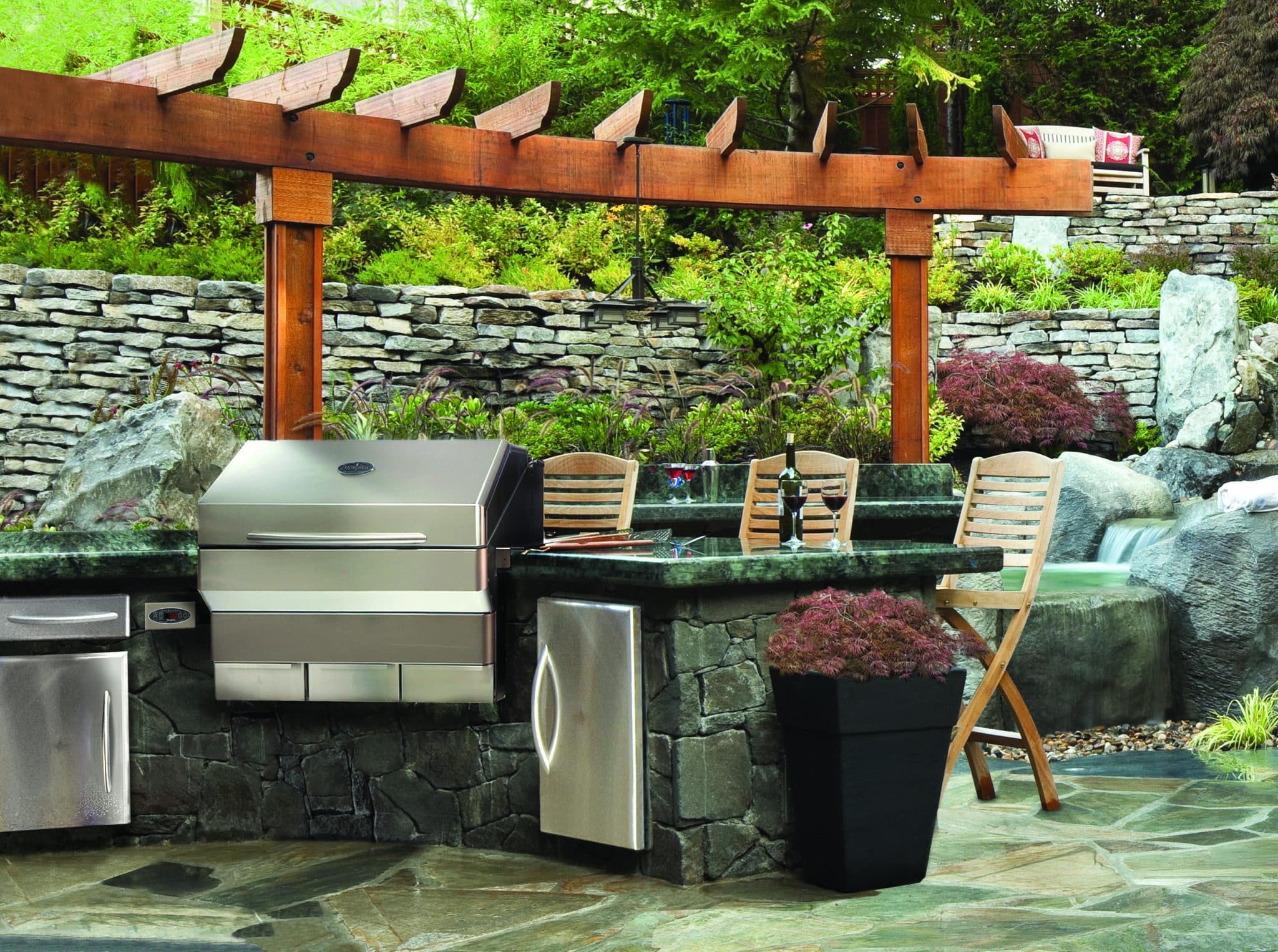 Memphis Wood Fire Grills outdoor kitchen install