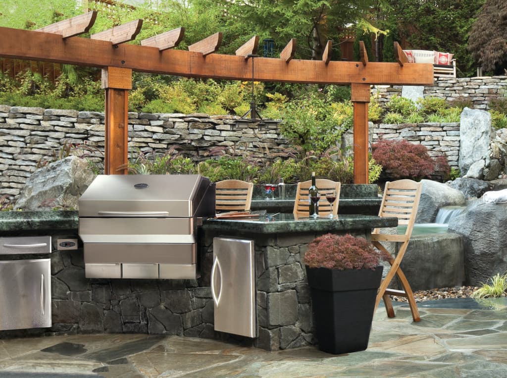Memphis Wood Fire Grills outdoor kitchen install