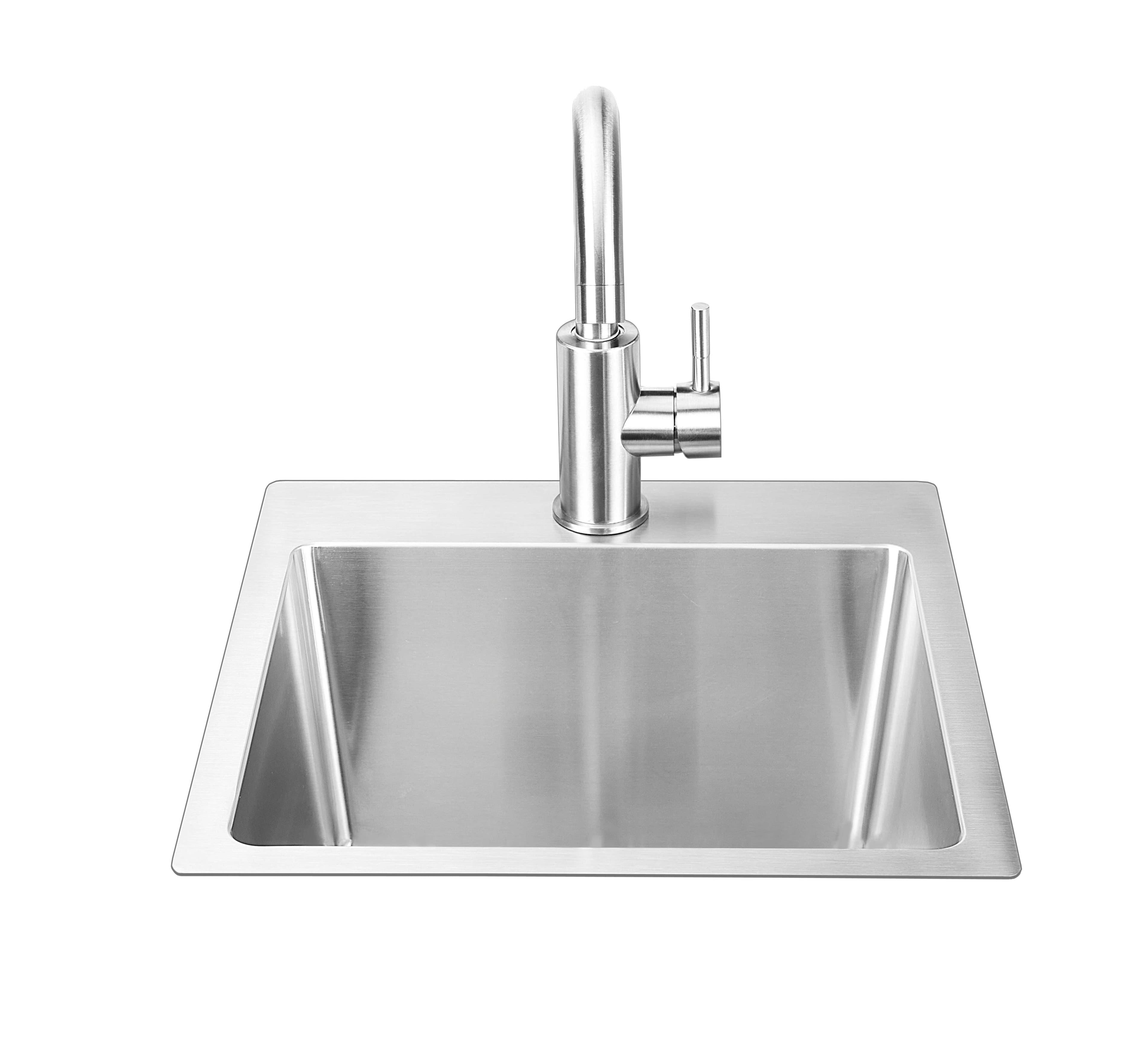 Bull BBQ 18-Inch Outdoor Rated Single Bowl Stainless Steel Dual Mount Large Sink with Hot and Cold Faucet — image 1