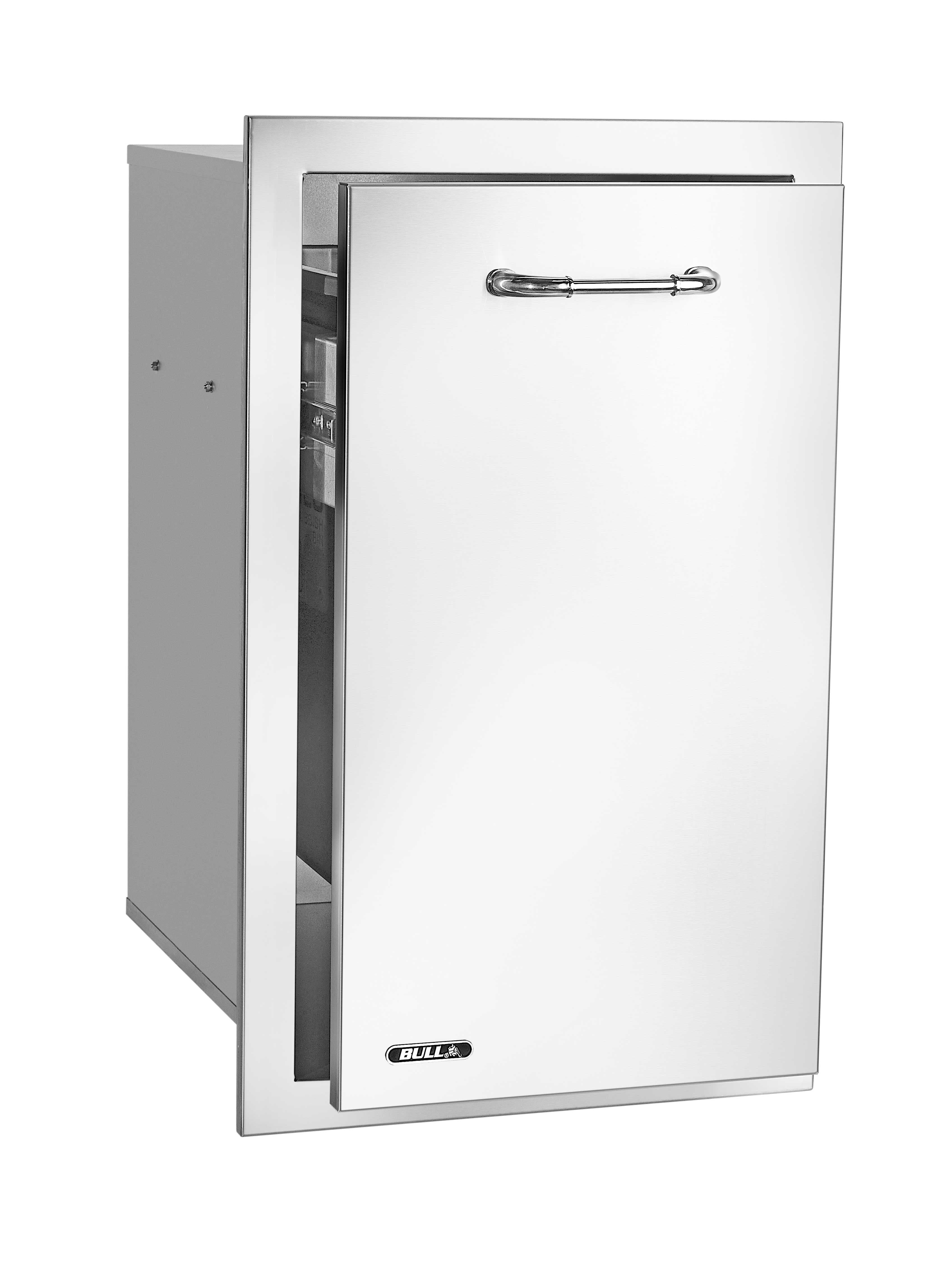Bull BBQ 16-Inch Stainless Steel Roll-Out Narrow Trash Bin — image 1