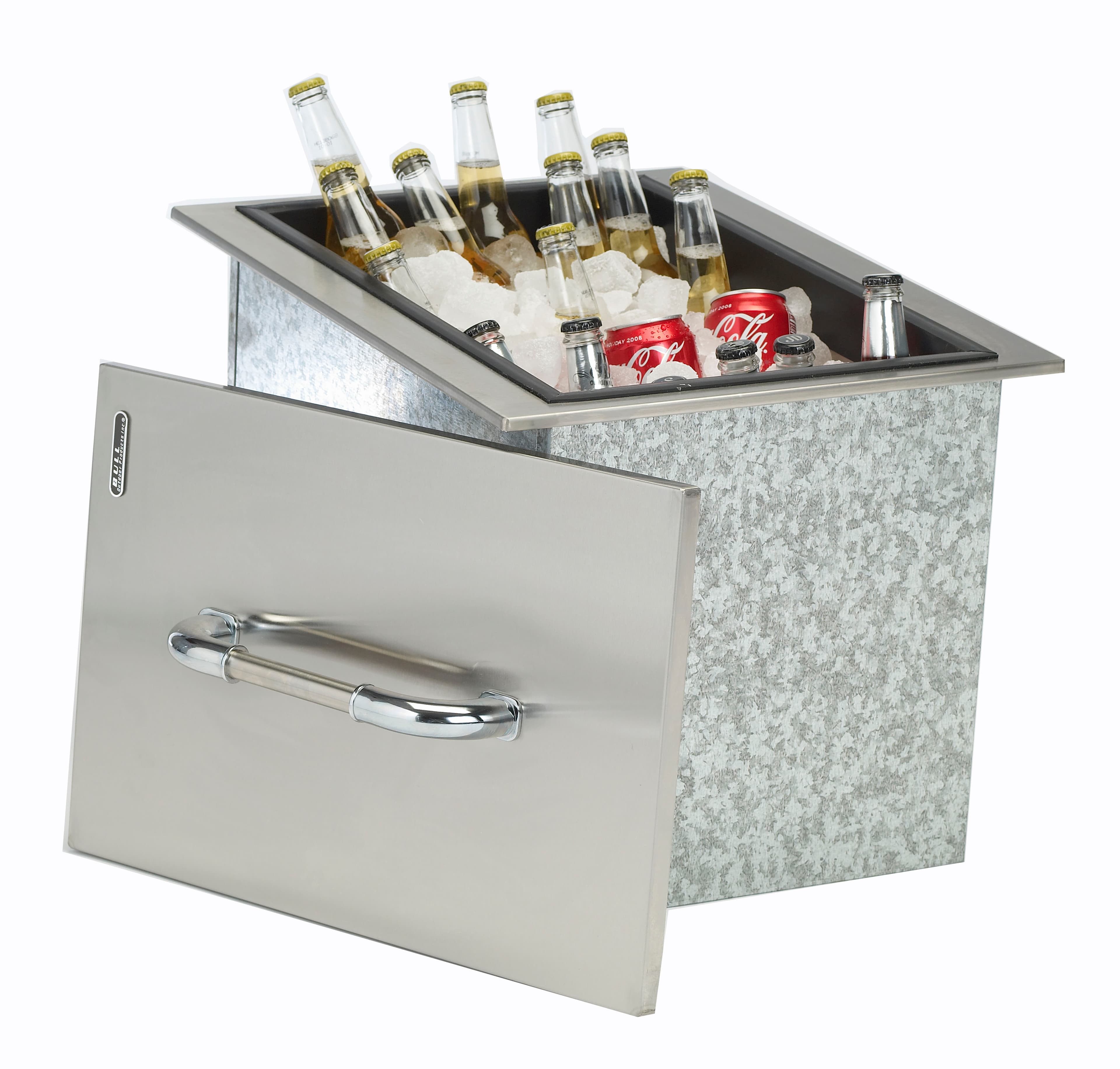 Bull BBQ 16-Inch Stainless Steel Drop-In Ice Bin Cooler with Removable Lid and Condiment Tray — image 1