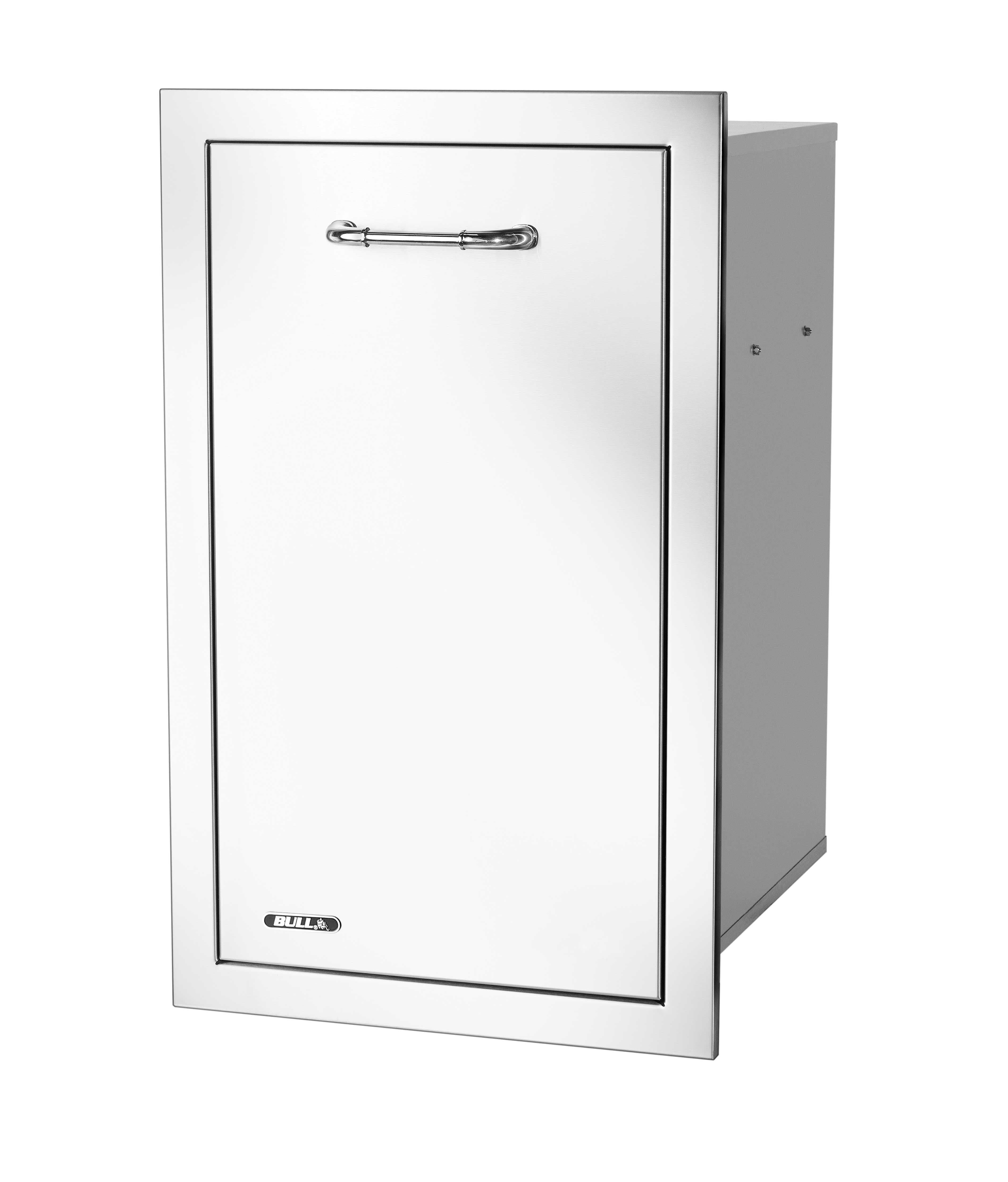 Bull BBQ 16-Inch Stainless Steel Roll-Out Narrow Trash Bin — image 1