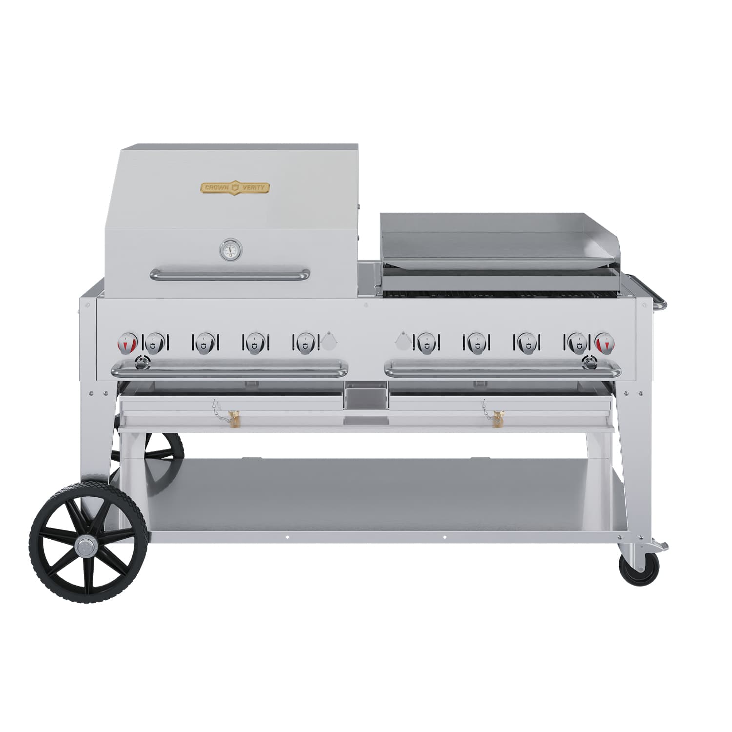 Crown Verity Professional Mobile Series 60-Inch 8-Burner Stainless Steel Freestanding Propane Gas Grill - 20 Lb Propane Tank — image 1