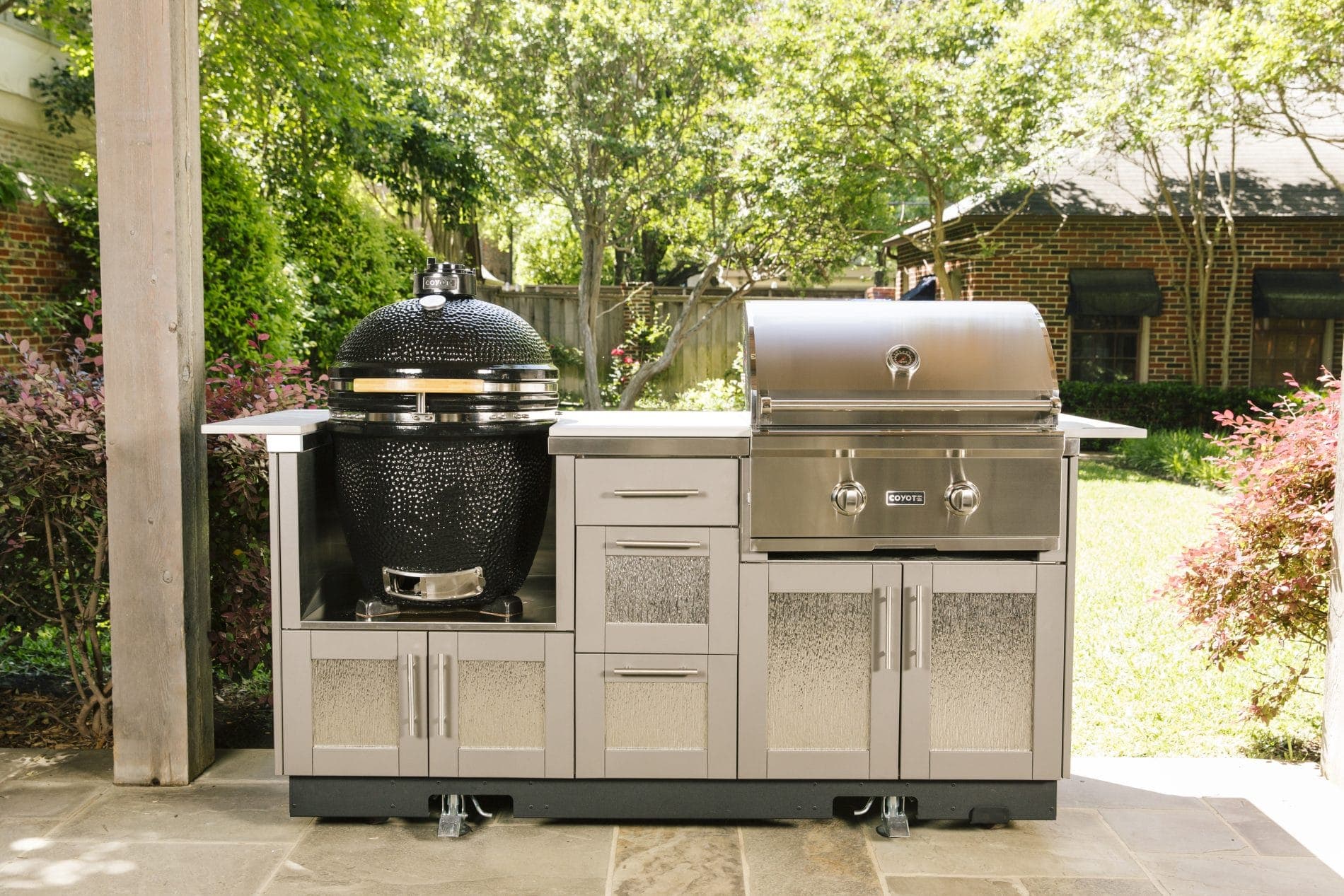 Coyote Stainless Steel Insert Sleeve with Storage Drawer for Asado Smoker or Power Burner — image 1